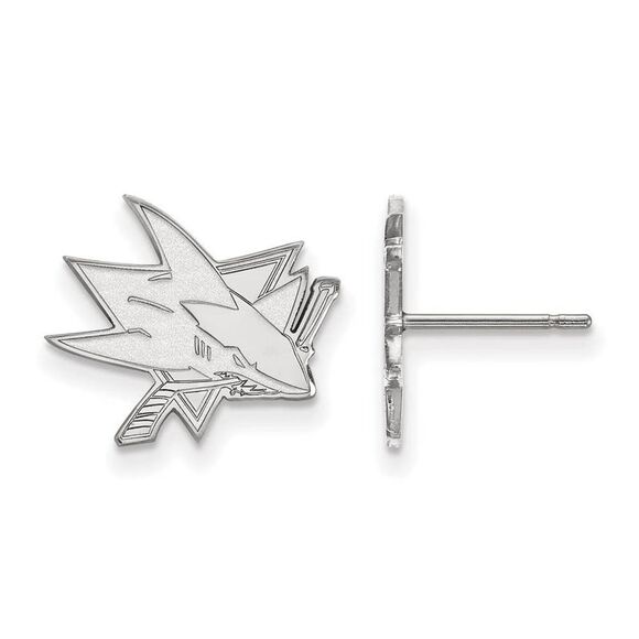 10k White Gold NHL San Jose Sharks Small Post Earrings - Picture 1 of 3